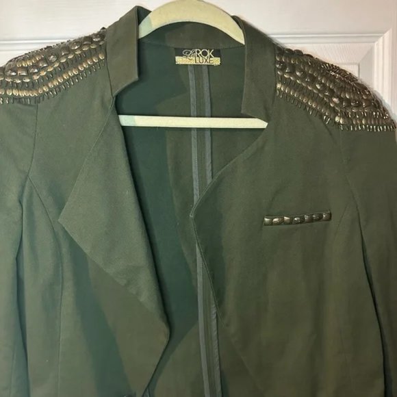 New LaROK Luxe corporal military embellished shoulder padded epaulette blazer